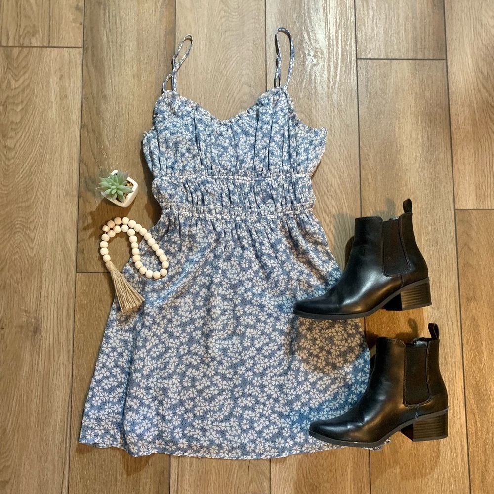 Storia Blue Floral Mini Dress - Gem